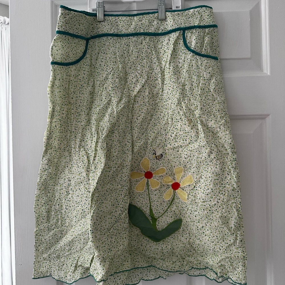 Ella Moss Green Floral A-Line Skirt